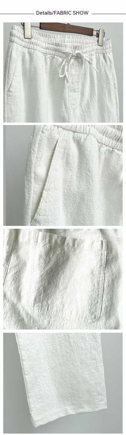 Men's Casual Pants White Baggy Straight Trousers